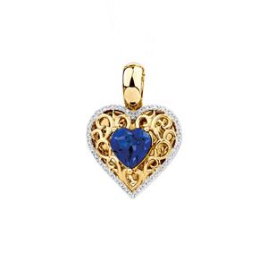 Heart Enhancer with Created Sapphire & Diamonds in 10ct Yellow Gold