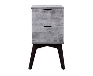 Hubie bedside table with drawers iron slate