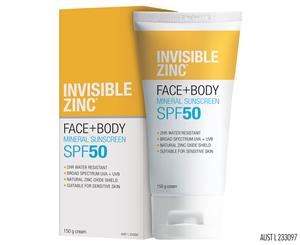 Invisible Zinc SPF50 Face & Body Mineral Sunscreen 150g