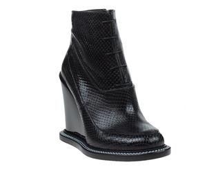 Jil Sander Women's Snakeskin Wedge Boots - Black