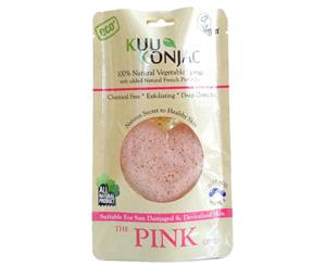 KUU Konjac Pink Clay Heart Sponge - for Tired Devitalised or Sun Exposed Skin Types.