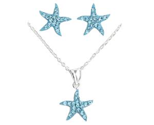 Kids Sterling Silver Starfish Crystal Jewellery Set