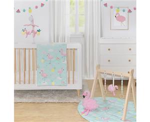 Lolli Living 5-piece Nursery set Quilt Fitted Sheet x 2 Pillow Case Change Mat - Flamingo