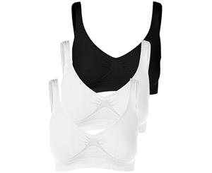 Maternity Bamboo Crop Top 3 Pack - 2 White 1 Black
