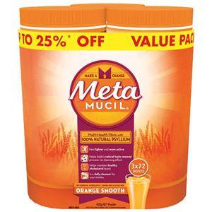 Metamucil Smooth Orange 72 Dose Value Bundle 3 Pack