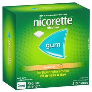 Nicorette Quit Smoking Nicotine Gum Freshfruit Regular Strength 210 Pack