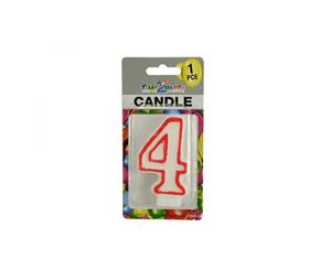 Number &quot4" Birthday Candle. 7.5cm High. Excellent for Parties.