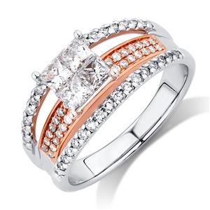Online Exclusive - Engagement Ring with 1 Carat TW of Diamonds in 14ct White & Rose Gold