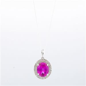 Online Exclusive - Pendant with 1/4 Carat Total Weight of Diamonds & Created Pink Sapphire in 10ct White Gold