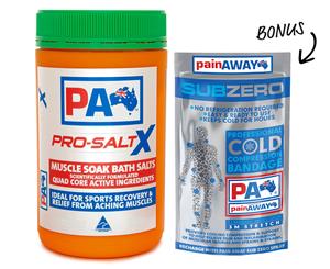 Pain Away Pro Salt X Muscle Soak Bath Salts 600g + Bonus Cold Compression Bandage