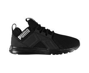 Puma Boys Enzo Weave Kids Trainers Shoes Footwear - Black/White Lace Up