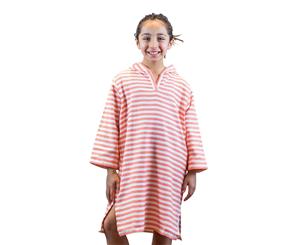 SAMMIMIS Kids Hooded Towel Lightweight Sundress 100% Turkish Cotton- Coral/White