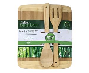Scullery Bamboo Board & Utensil Set 32 x 26cm