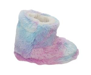 Slumberzzz Kids/Girls Pastel Rainbow Slipper Boots (Pink/Purple) - SL628