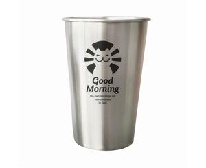 Stainless Steel Cups-500ml-Metal Drinking Glasses-Morning Cat