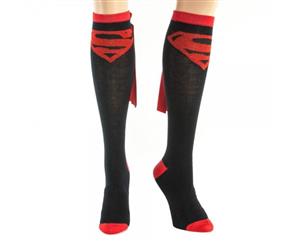 Superman Black Knee High Cape Socks