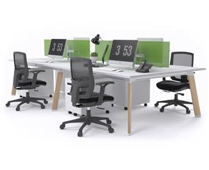 Switch - 4 Person Workstation Wood Imprint Frame [1200L x 800W] - white green perspex
