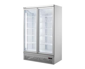 Thermaster Two Glass Door 1000L Drink Fridge Bottom Mounted - Silver