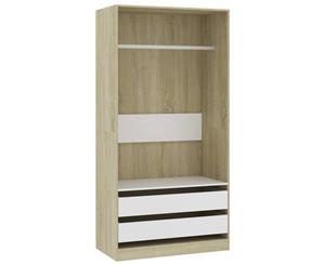 Wardrobe White and Sonoma Oak Chipboard Bedroom Unit Cabinet Organiser