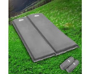 Weisshorn Self Inflating Mattress 10CM Thick Double Camping Sleeping Mat Air Bed Pad Grey Suede Surface
