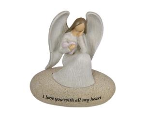 1pce All My Heart 11cm Angel on Inspirational Rock Heart Mother Cute Gift