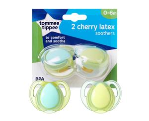 2pc Tommee Tippee Cherry Latex Soothers/Pacifiers/Dummy 0-6m Newborn/Babies