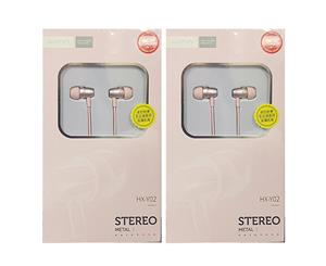 2x Xipin 3.5mm In-Ear Metal Earphones 1.2m Headset Headphones w/Microphone Pink