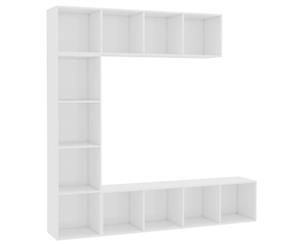 3 Piece Book/TV Cabinet Set High Gloss White Home Storage Organiser