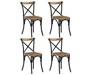 4x Solid Mango Wood Cross Chairs Black Dining Outdoor Industrial Seat