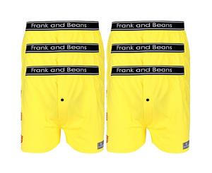 6x - Boxer Shorts Frank and Beans Underwear Mens 100% Cotton S M L XL XXL - Yellow