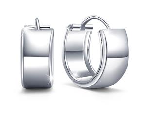 .925 Sterling Silver Box Huggie Earrings 3.5mm-Silver
