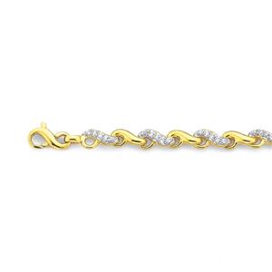 9ct Gold 19cm Solid Cubic Zirconia Twist Bracelet