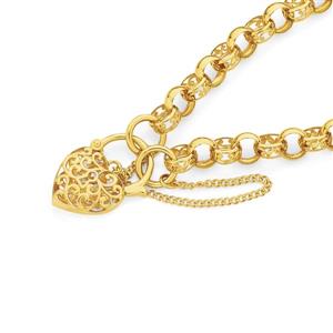 9ct Gold 19cm Solid Filigree Padlock Bracelet
