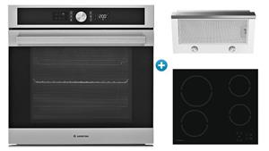 Ariston Built-in Catalytic Electric Oven with Ceramic Cooktop and Slide-Out Rangehood
