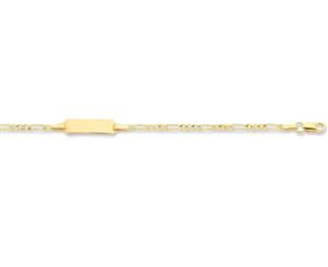 Bevilles Children's 9ct Yellow Gold Silver Infused ID Bracelet Figaro|ID