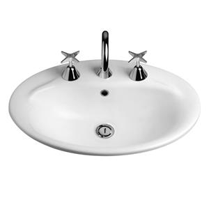 Caroma 565 x 395mm White Centro Vanity Basin With 3 Tap Holes