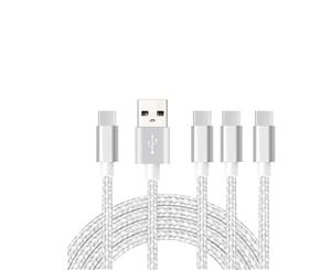 Catzon 1M 2M 3M 4Packs USB Type C Cable Nylon Braided Phone Cable Fast Charger Cable USB Cord -Silver