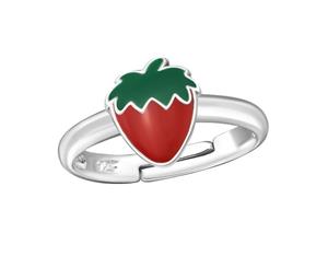 Children's Sterling Silver Red Strawberry Ring