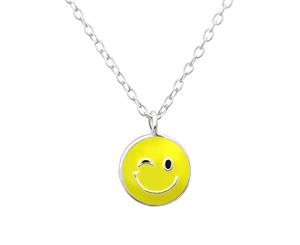 Children's Sterling Silver Wink Face Necklace