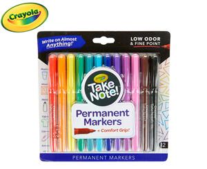 Crayola Take Note Permanent Markers 12-Pack - Multi