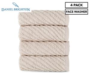 Daniel Brighton Zero Twist Face Washer 4-Pack - Stone