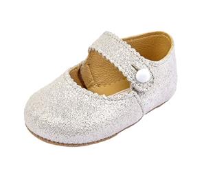 Early Days Baby Girls Leather Shoes in White Glitter