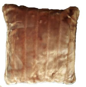 Faux Fur Cushion With Zippered Opening Includes Insert - Brown