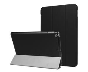 For iPad 20182017 9.7in CaseStylish Karst Textured 3-fold Leather CoverBlack
