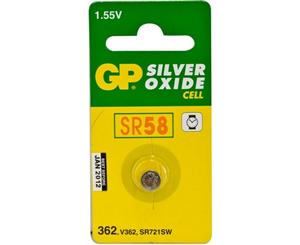 GP62B1 Sr58 Button Cell Silver Oxide 362 Gp Pk1 4891199004117 ( x H) 7.9 x 2.15 mm Voltage 1.5V