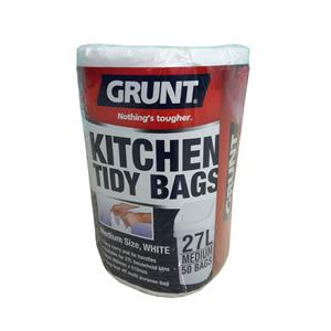Grunt 27L White Medium Kitchen Tidy Bags - 50 Pack