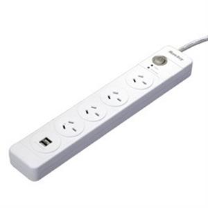 Huntkey SAC404 4 Outlet Surge Protected Powerboard with Dual 5V 21A USB Ports