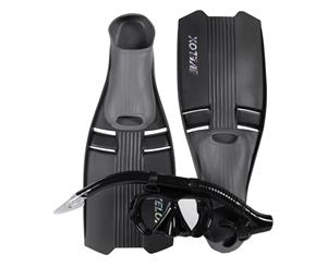 IST YOUTH Size 5-6 Snorkelling Mask Snorkel Fins Flipper Set (size AU 5-6 shoe size) Black