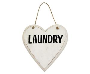 Laundry 20cm Love Heart with Inspirational Sayings Wooden Hanging Sign Shabby Chic - Laundry