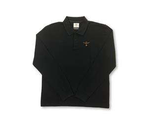 Men's Aeronautica Militare Long Sleeved Polo Shirt In Black
